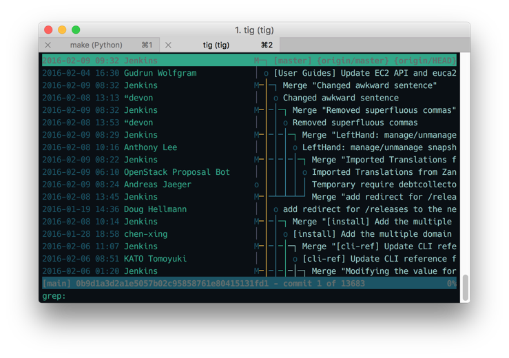 tig grep view